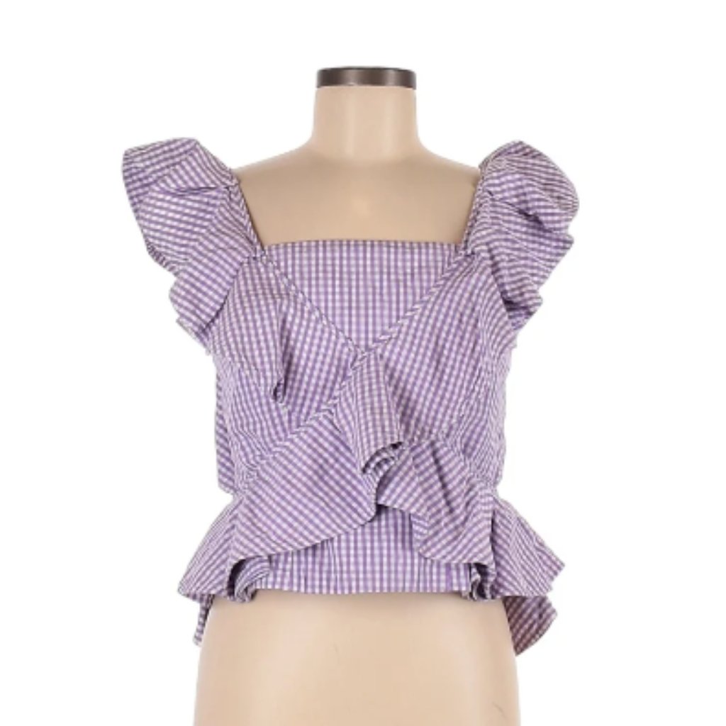 Petersyn Lavender Gingham Sleeveless Blouse